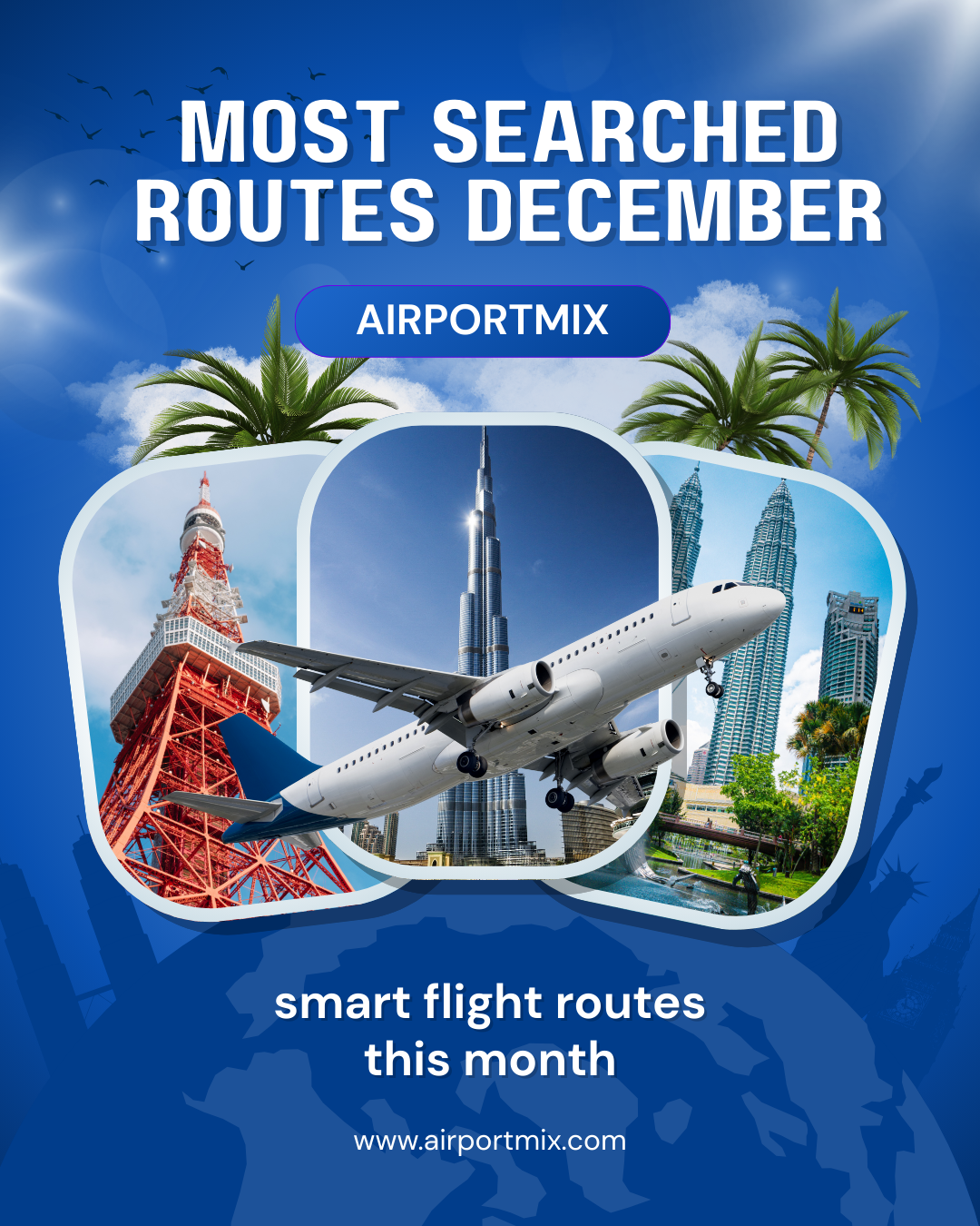 Most searched flight routes in December on AirportMix