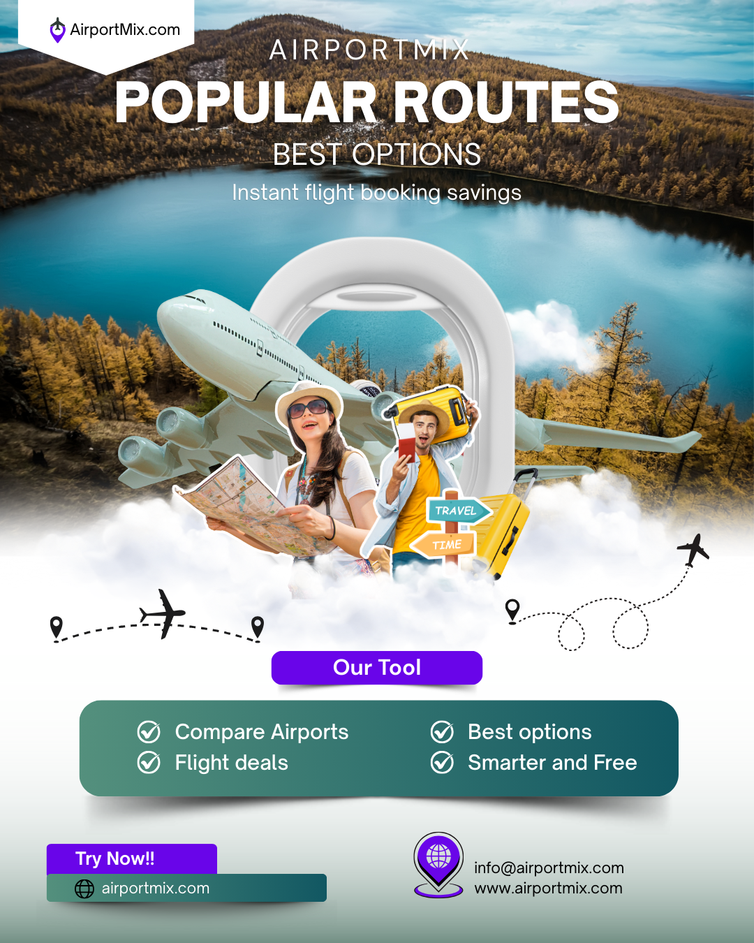 Popular flight routes on AirportMix