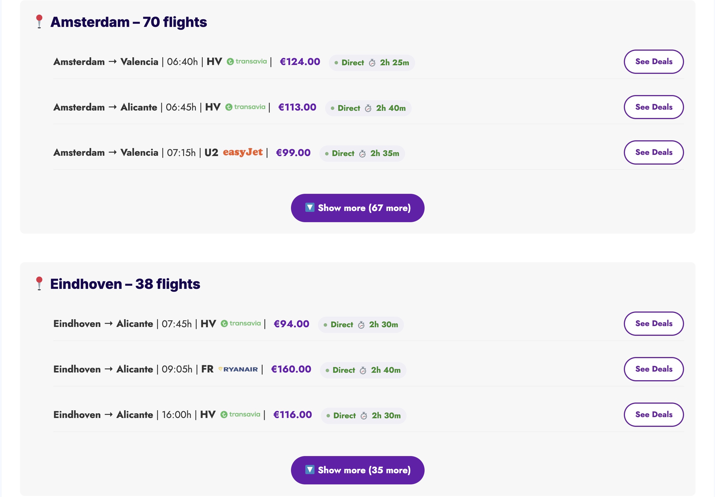 Compare Rotterdam, Amsterdam and Eindhoven flights to Alicante and Valencia