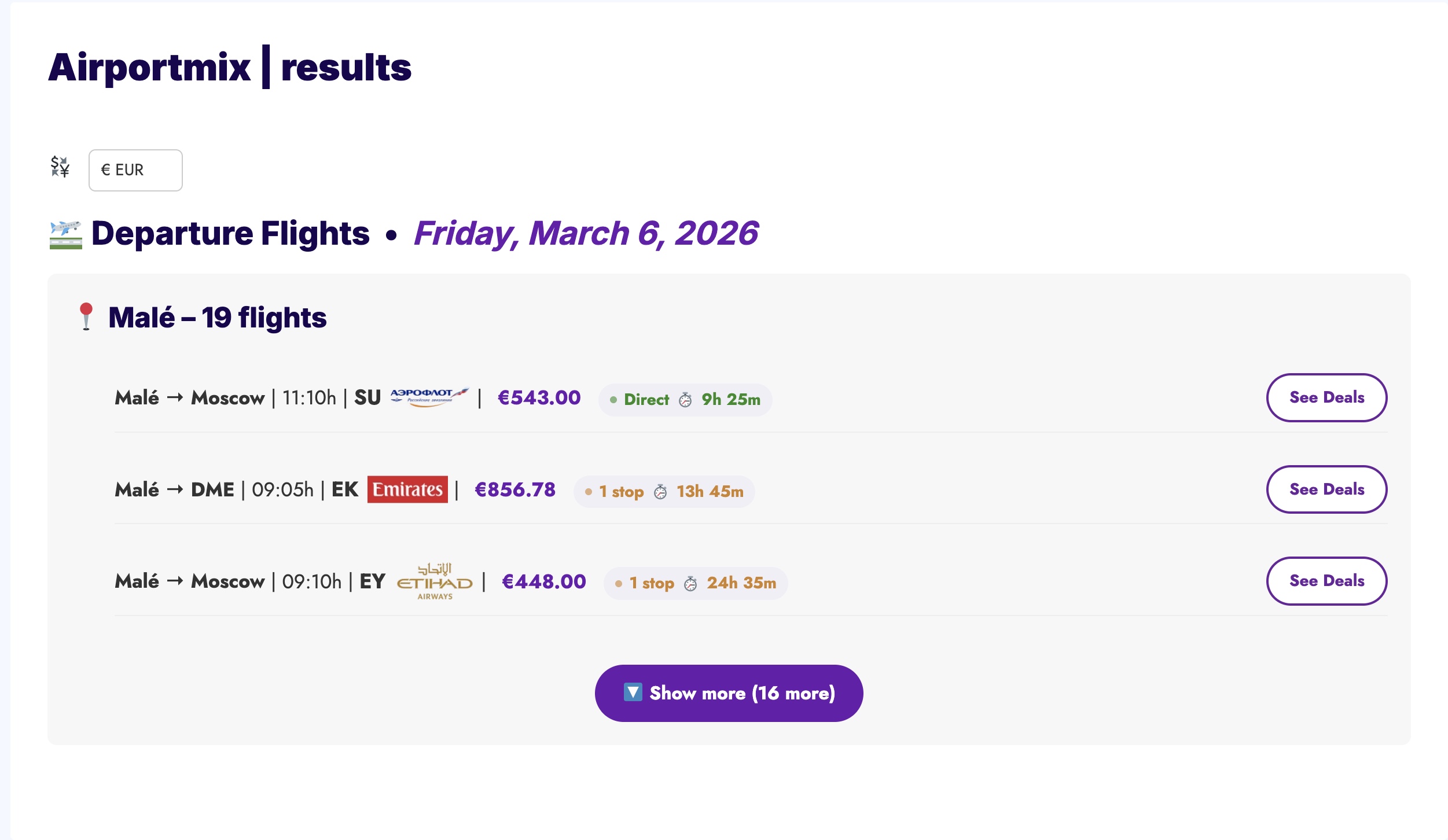 Smart airport strategy for flights to Moscow and Sochi