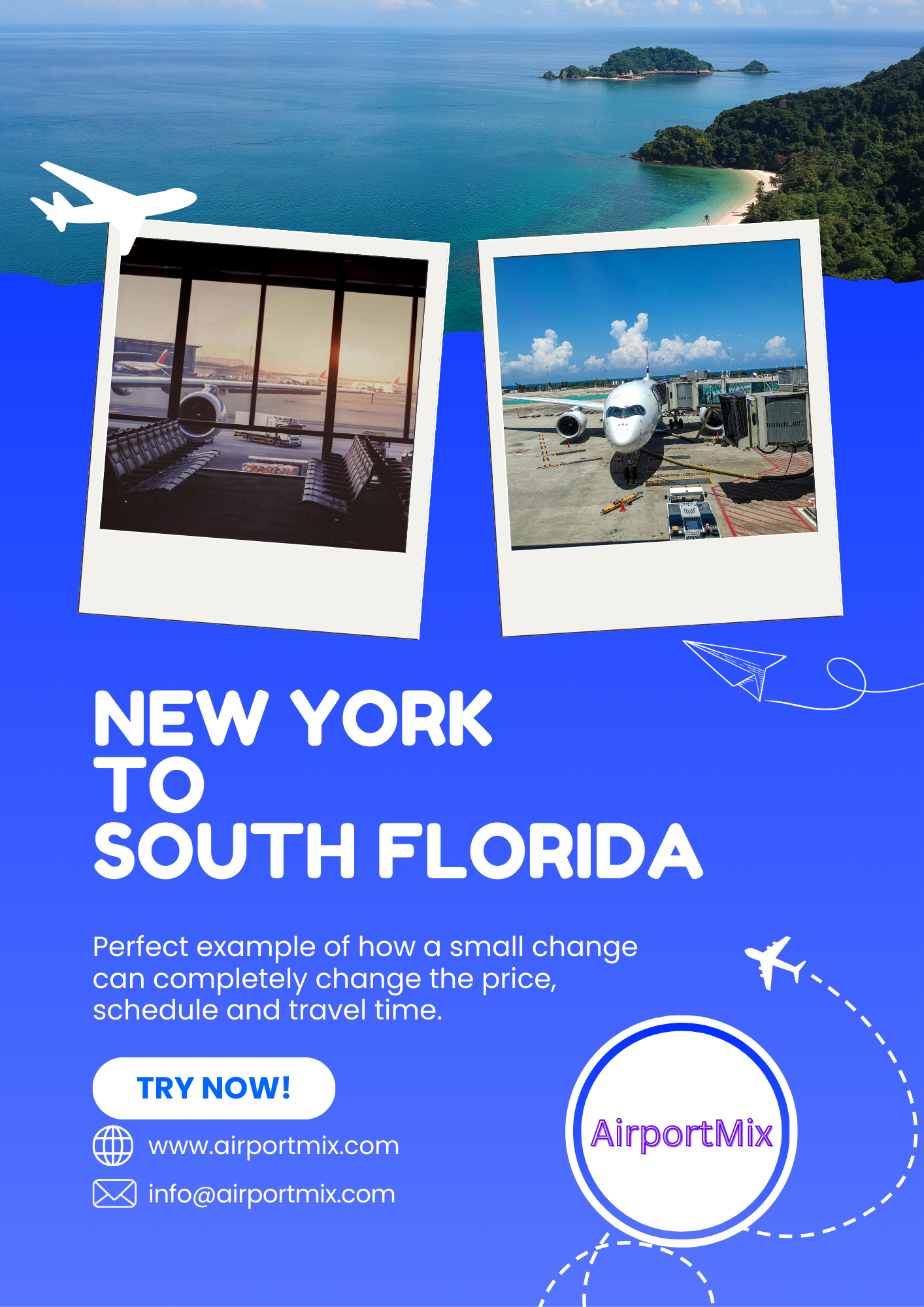 Smart flight route clusters with nearby airports